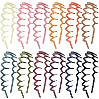 Duufin 12 Pieces Plastic Zig Zag Headbands With Teeth Sharks Tooth Headbands Wave Teeth Comb Headbands Nonslip Colorful Teech H