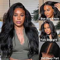 Nadula Bye Bye Knots Glueless Wig Yaki Straight Human Hair Pre Cut 7X5 Invisible Knots Hd Lace Front Put On Go Wigs Pre Plucked