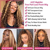 Jenniferita 32Inch Highlight Ombre Deep Wave Wig Wear And Go Glueless Transparent Lace Front Wig Human Hair Water Wave Ombre Hon