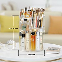 Hemtroy Makeup Organizer 360 Rotating Adjustable Skincare Organizer With Brush Holder Cosmetics Display Cases For Vanity Bathr