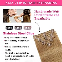 Ally Seamless Clip In Hair Extensions Real Human Hair Clip Ins For Black Women 24 Inch 110G 8Pcs Medium Light Remy Human Hair E