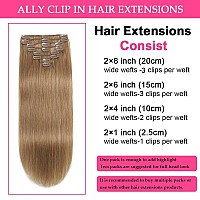 Ally Seamless Clip In Hair Extensions Real Human Hair Clip Ins For Black Women 24 Inch 110G 8Pcs Medium Light Remy Human Hair E