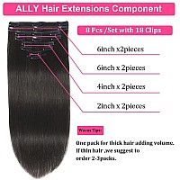 Ally Clip In Hair Extensions Real Human Hair 20 Inch Natural Black Hair Extensions Clips Double Weft Seamless Clip In Hair Ext