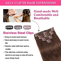 Ally Clip In Hair Extensions Real Human Hair Premium Natural Brown Human Hair Clip In Extensions Double Weft Soft Hair Extens