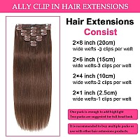 Ally Clip In Hair Extensions Real Human Hair Premium Natural Brown Human Hair Clip In Extensions Double Weft Soft Hair Extens