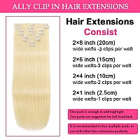 Ally Clip In Hair Extensions Real Human Hair Blonde Color 100 Unprocessed Straight Clip Ins For Women Full Head Hair Extension