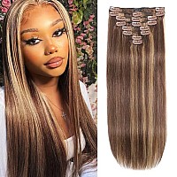 Ally Clip In Hair Extensions Real Human Hair 16 Inch 90G 8Pcs Seamless Clip In Hair Extensions Remy Human Hair Clip Ins Invi