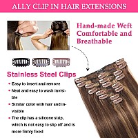 Ally Clip In Hair Extensions Real Human Hair 16 Inch 90G 8Pcs Seamless Clip In Hair Extensions Remy Human Hair Clip Ins Invi