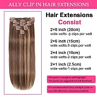 Ally Clip In Hair Extensions Real Human Hair 16 Inch 90G 8Pcs Seamless Clip In Hair Extensions Remy Human Hair Clip Ins Invi