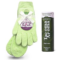 Purple Canyon Fuzzy Socks Gloves And Essential Oil Balm Spa Kit Green Socks And Gloves Infused With Aloe Vera And Vitamin E