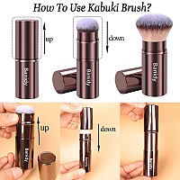 Makeup Brush Kabuki Face Brushes Retractable Travel Blush Brush Portable Flawless For Foundation Powder Blush Bronzer Buffing