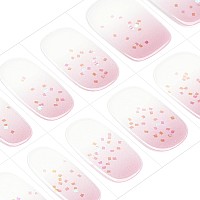 Danni Toni Semi Cured Gel Nail Strips Pink And White Ombre Morning Dew Sparkle Gel Nail Stickers Glossy Nail Polish Wraps 28