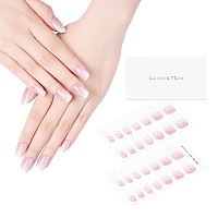 Danni Toni Semi Cured Gel Nail Strips Pink And White Ombre Morning Dew Sparkle Gel Nail Stickers Glossy Nail Polish Wraps 28