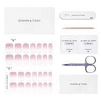 Danni Toni Semi Cured Gel Nail Strips Pink And White Ombre Morning Dew Sparkle Gel Nail Stickers Glossy Nail Polish Wraps 28