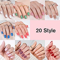 Short Fake Nails 480Pcs Ombre Press On Nails Kit Short Square Solid Color Fake Nails Acrylic False Nails With French Design G