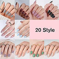 Jofay Fashion 480Pcs French Tip Press On Nails Mixed Solid Coldrs Fake Nails Short Square With Nail Glue Acrylic False Nails