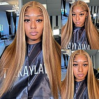 Metamuclia Honey Blonde 13X4 Hd Lace Front Wig Human Hair Highlight Straight Lace Frontal Wigs Human Hair Pre Plucked 24 Inch 18