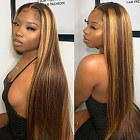 Metamuclia Honey Blonde 13X4 Hd Lace Front Wig Human Hair Highlight Straight Lace Frontal Wigs Human Hair Pre Plucked 24 Inch 18