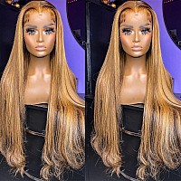 Metamuclia Honey Blonde 13X4 Hd Lace Front Wig Human Hair Highlight Straight Lace Frontal Wigs Human Hair Pre Plucked 24 Inch 18