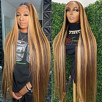 Metamuclia Honey Blonde 13X4 Hd Lace Front Wig Human Hair Highlight Straight Lace Frontal Wigs Human Hair Pre Plucked 30 Inch 18