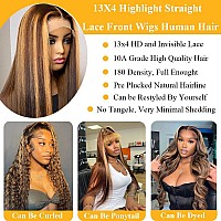 Metamuclia Honey Blonde 13X4 Hd Lace Front Wig Human Hair Highlight Straight Lace Frontal Wigs Human Hair Pre Plucked 30 Inch 18