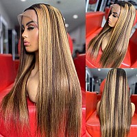 Metamuclia Honey Blonde 13X4 Hd Lace Front Wig Human Hair Highlight Straight Lace Frontal Wigs Human Hair Pre Plucked 30 Inch 18