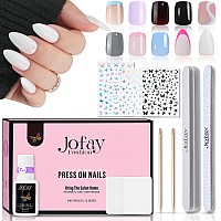 10Packs Press On Nails Short Square Jofay Fashion Solid Color Fake Nails With Glue Reusable Acrylic False Nails With Design