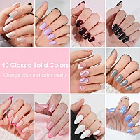 10Packs Press On Nails Short Square Jofay Fashion Solid Color Fake Nails With Glue Reusable Acrylic False Nails With Design