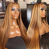 Metamuclia Honey Blonde 13X4 Hd Lace Front Wig Human Hair Highlight Straight Lace Frontal Wigs Human Hair Pre Plucked 22 Inch 18