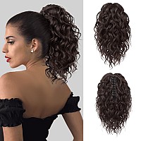 Flufymooz Ponytail Extension 12 Short Claw Ponytail Extension Wavy Curly Jaw Clip In Pony Tails Hair Extension Natural Synthe