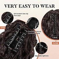 Flufymooz Ponytail Extension 12 Short Claw Ponytail Extension Wavy Curly Jaw Clip In Pony Tails Hair Extension Natural Synthe