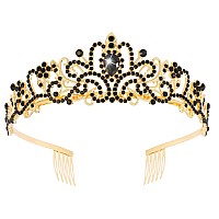 Didder Gold Clear Black Rhinestone Princess Tiaras And Crowns For Women And Girls Gothic Queen Tiara Crown Halloween Costume Par