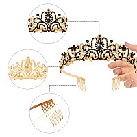 Didder Gold Black Rhinestone Princess Tiaras And Crowns For Women And Girls Gothic Queen Tiara Crown Halloween Costume Party Wed