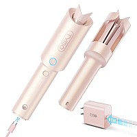 TYMO Curlgo Cordless Automatic Curling Iron - Rotating Curling Wand 1 Inch Anti-Scald & Tangle-Free for Easy Lasting Curls, Portable Hair Curler Rechargeable & Dual Voltage for Medium Hair(14??22??