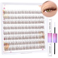 Brown Lash Extension Kit Wispy Lash Clusters Kit Natural Cluster Eyelash Extensions Kit 96Pcs Diy Lash Extension Kit Cd Curl Ind