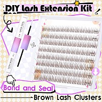 Brown Lash Extension Kit Wispy Lash Clusters Kit Natural Cluster Eyelash Extensions Kit 96Pcs Diy Lash Extension Kit Cd Curl Ind