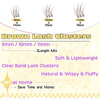 Brown Lash Extension Kit Wispy Lash Clusters Kit Natural Cluster Eyelash Extensions Kit 96Pcs Diy Lash Extension Kit Cd Curl Ind