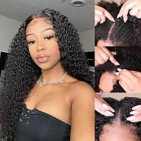 Kiqibeauty V Part Wig Human Hair Kinky Curly 20 Inch