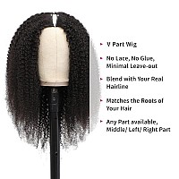 Kiqibeauty V Part Wig Human Hair Kinky Curly 20 Inch