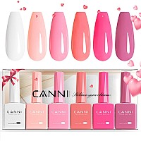 Canni 6Pcs 9Ml Pink Gel Nail Polish Set Hot Pink Gel Polish Kit Diy At Home Salon Valentines Day Christmas New Years Gifts For