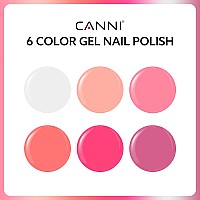 Canni 6Pcs 9Ml Pink Gel Nail Polish Set Hot Pink Gel Polish Kit Diy At Home Salon Valentines Day Christmas New Years Gifts For