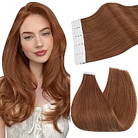 Ugeat 18 Inch Human Hair Tape In Extensions Copper Hair Extensions Real Human Hair Tape In Seamless Hair Extensions For Women 20