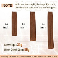 Ugeat 18 Inch Human Hair Tape In Extensions Copper Hair Extensions Real Human Hair Tape In Seamless Hair Extensions For Women 20