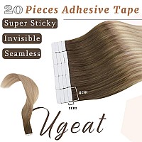 Ugeat Tape In Hair Extensions Real Human Hair Ombre Light Brown To Platinum Blonde Hair Extensions Balayage Human Hair Tape In R