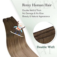 Ugeat Sew In Hair Extensions Real Human Hair Weft Hair Extensions Human Hair Ombre Light Brown To Blonde Hair Extensions Straigh