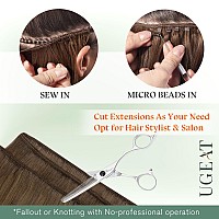 Ugeat Sew In Hair Extensions Real Human Hair Weft Hair Extensions Human Hair Ombre Light Brown To Blonde Hair Extensions Straigh