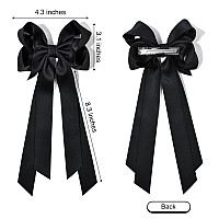 2Pcs Hair Accessories Black Beige Ribbon Slides With Metal Clips For Women Girls Toddlers And Teens