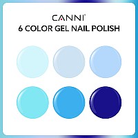 Canni 6Pcs 9Ml Navy Blue Gel Nail Polish Set Dark Blue Gel Polish Kit Royal Light Baby Blue Colors Diy At Home Salon Christmas