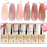 Canni 6Pcs 9Ml Jelly Nude Pink Gel Nail Polish Set Neutral Transparent Pink Colors Gel Polish Kit Soak Off Led Nail Gel Manicu