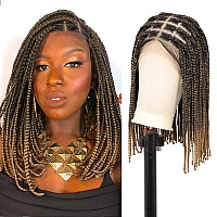 Brinbea Short Knotless Braided Wigs Box Braid Wig Braided Lace Front Wigs For Women 13X8 Hd Lace Frontal Bob Braided Wig Light